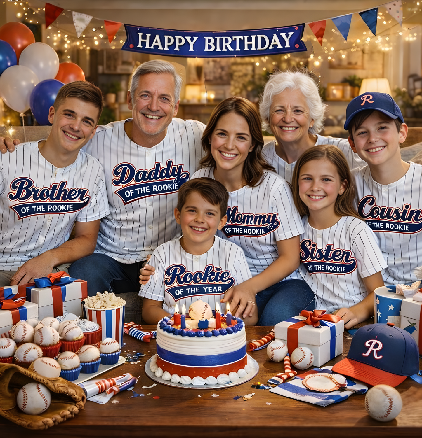 Custom Rookie Birthday 3D Printed Baseball Jersey with Personalized Name & Number