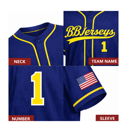 Custom Yellow 3D Printed Logo Baseball Jersey with Personalized Name & Number