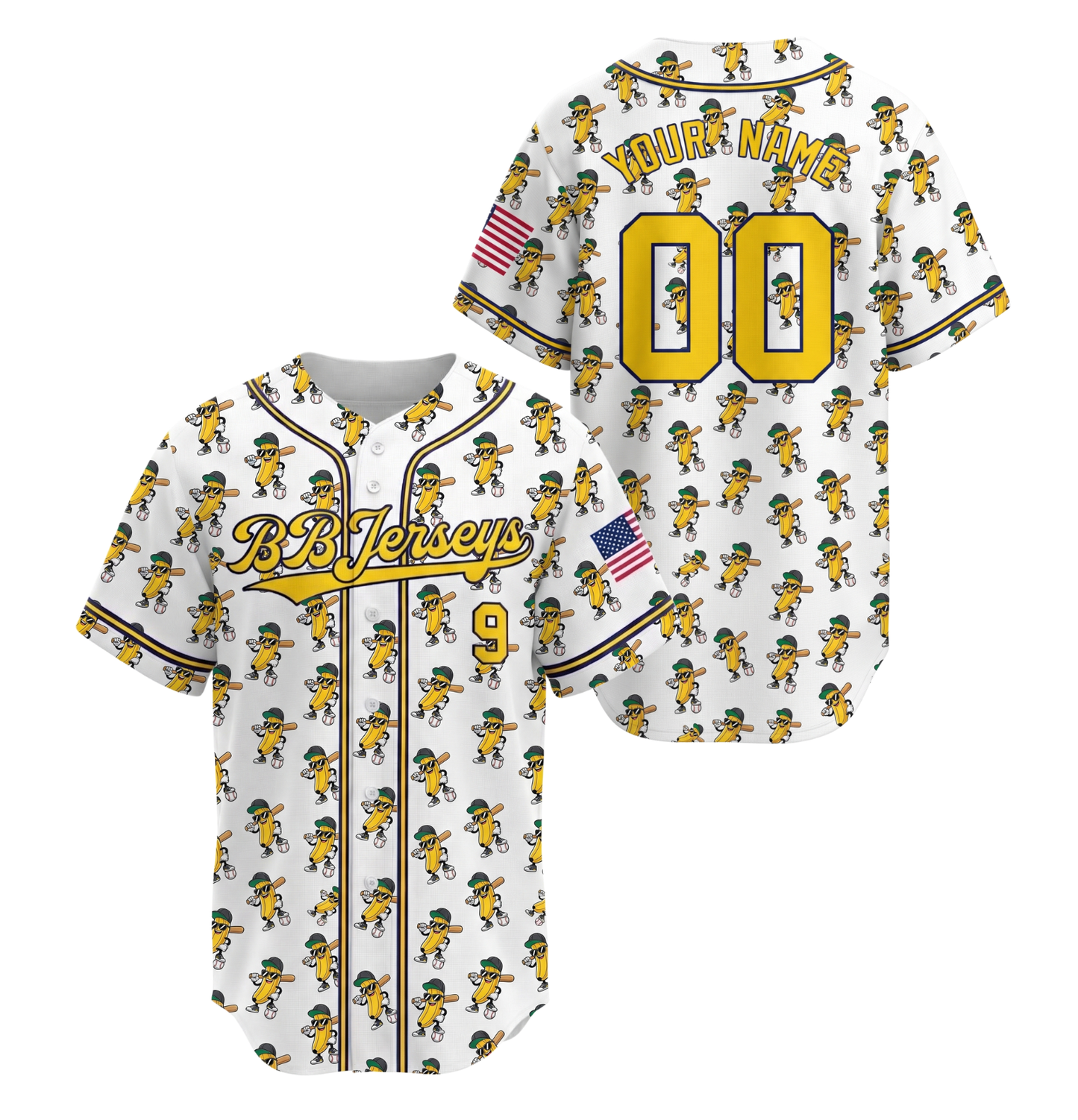 [New arrival] Personalized Banana Baseball Jersey - Custom Name/Number - Exclusive 3D Printed Funny Sports