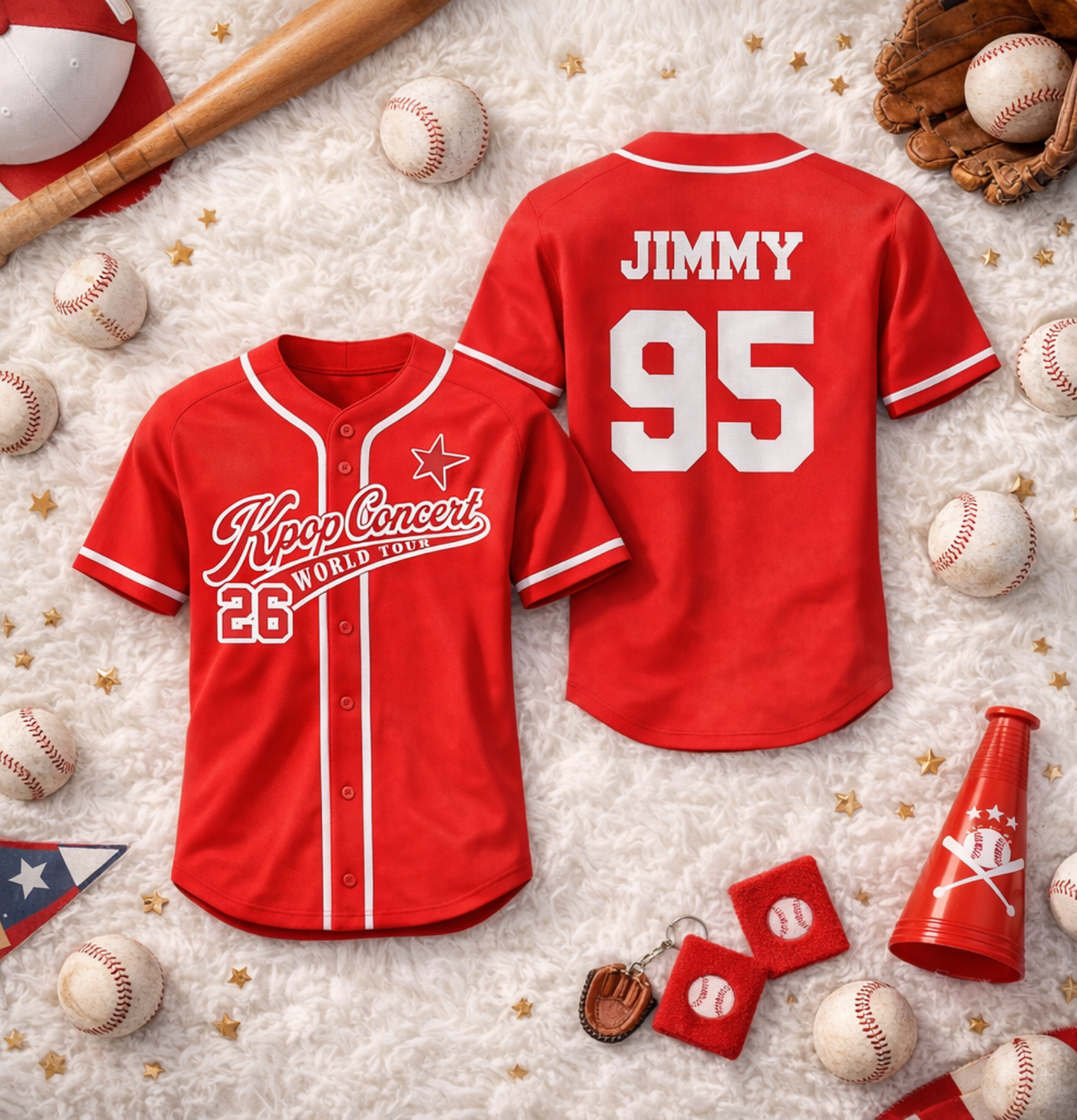 Custom K-POP Concert World Tour 2026 3D Printed Baseball Jersey with Personalized Name & Number
