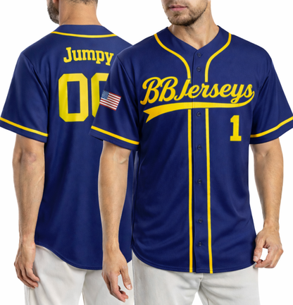 Custom Yellow 3D Printed Logo Baseball Jersey with Personalized Name & Number