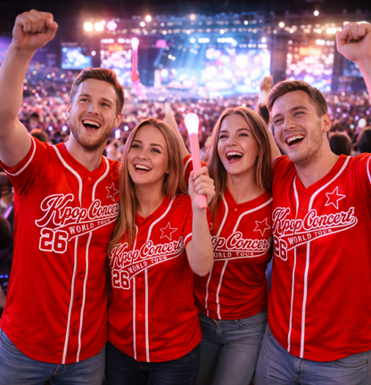 Custom K-POP Concert World Tour 2026 3D Printed Baseball Jersey with Personalized Name & Number