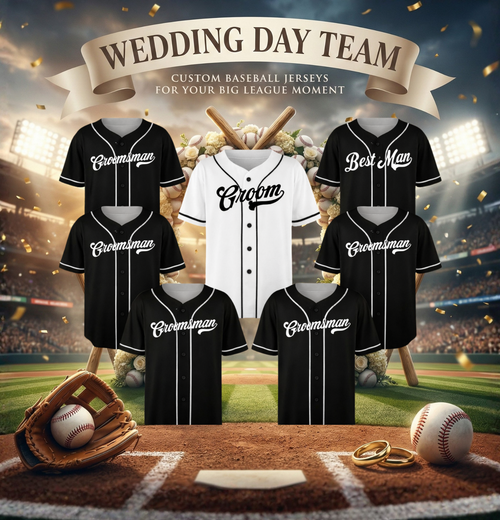 Custom Bachelor Party 3D Printed Baseball Jersey with Personalized Name & Number