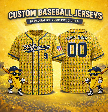 [New arrival] Personalized Banana Baseball Jersey - Custom Name/Number - Exclusive 3D Printed Funny Sports