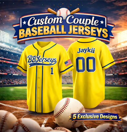 Custom Yellow 3D Printed Logo Baseball Jersey with Personalized Name & Number