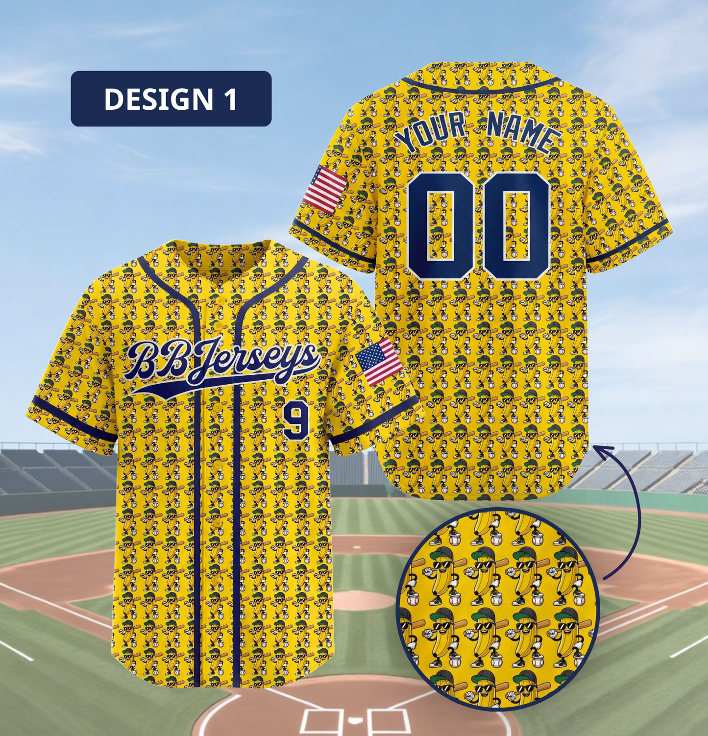 [New arrival] Personalized Banana Baseball Jersey - Custom Name/Number - Exclusive 3D Printed Funny Sports