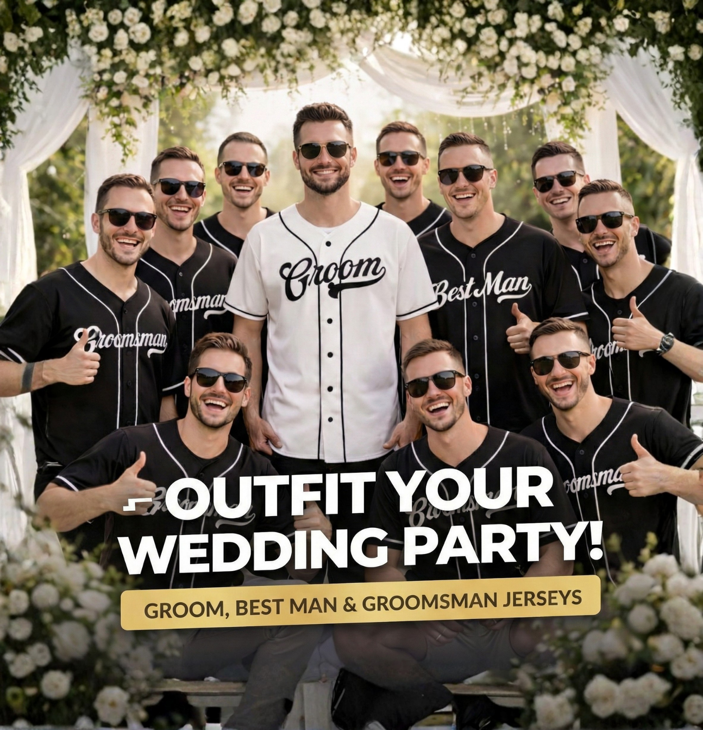 Custom Bachelor Party 3D Printed Baseball Jersey with Personalized Name & Number