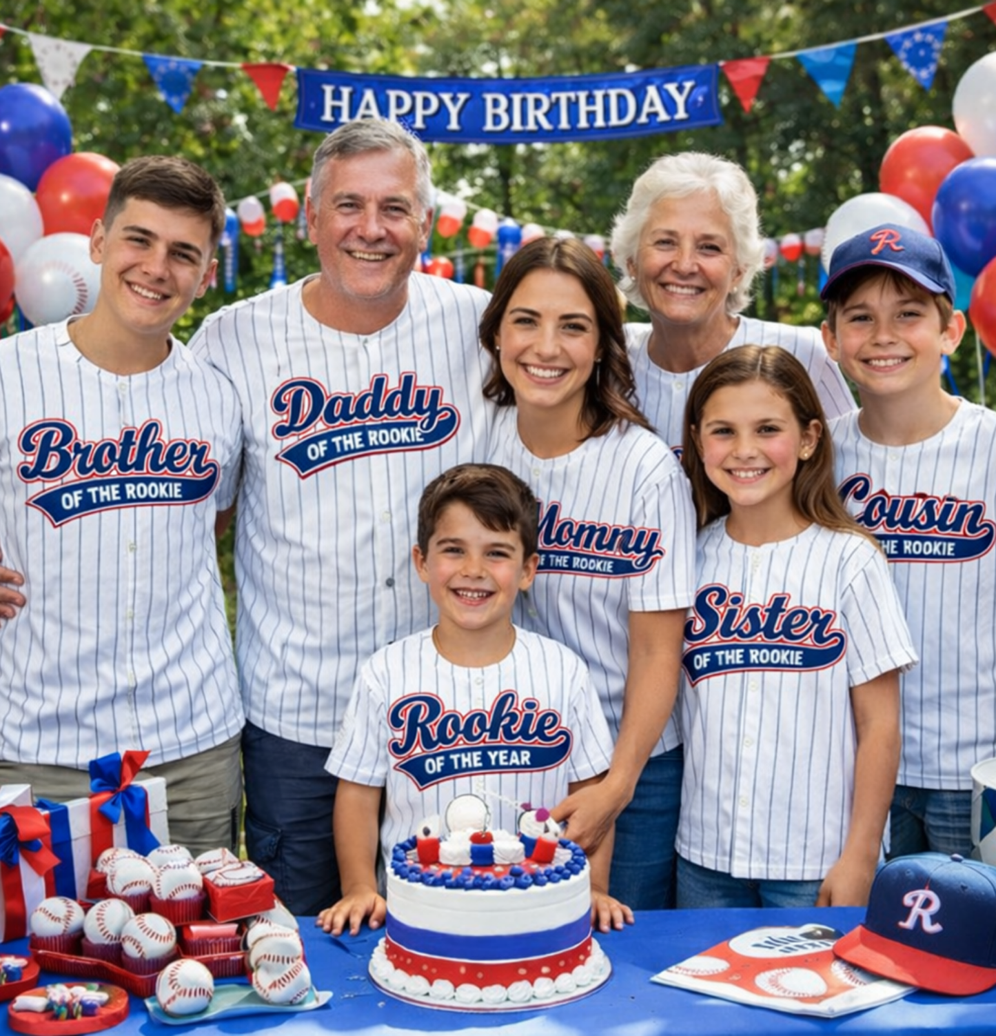 Custom Rookie Birthday 3D Printed Baseball Jersey with Personalized Name & Number