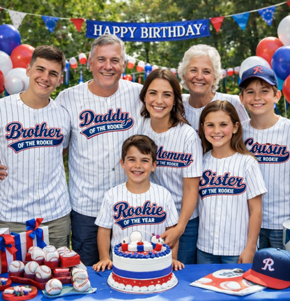 Custom Rookie Birthday 3D Printed Baseball Jersey with Personalized Name & Number