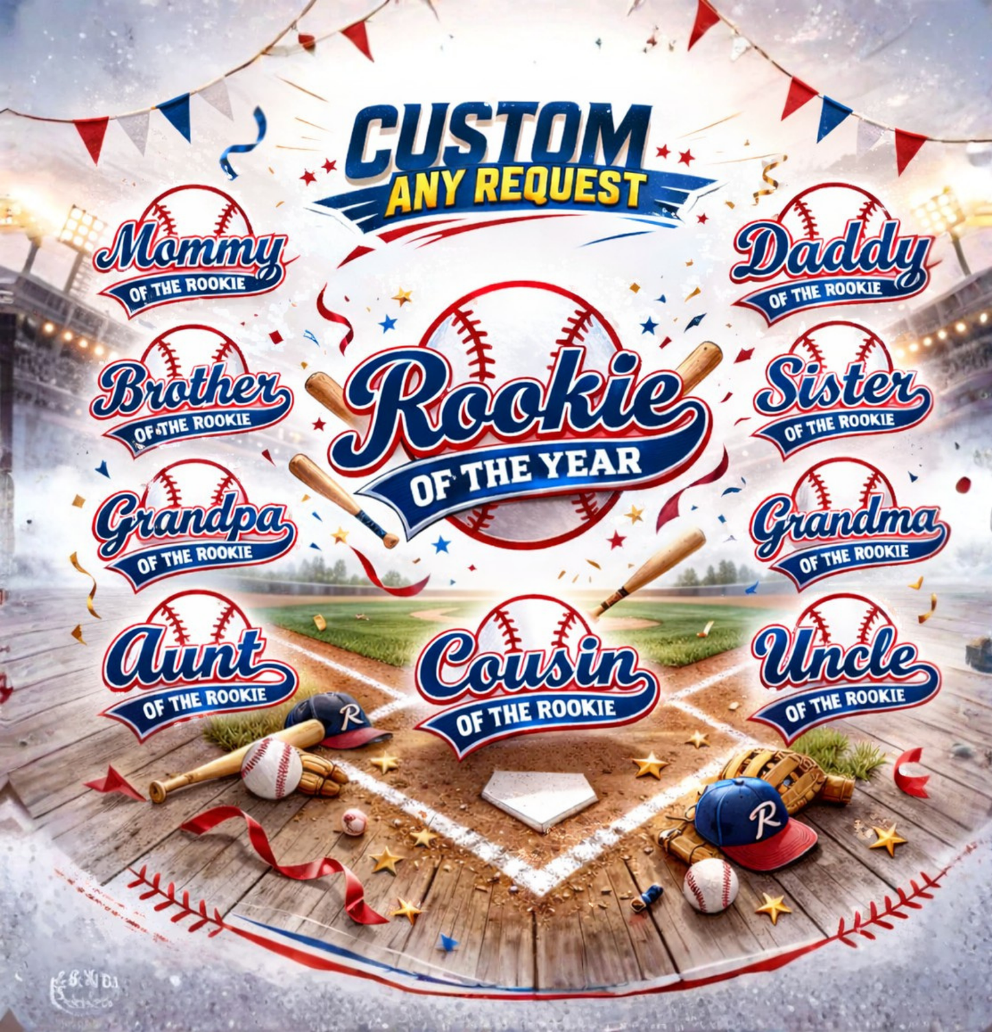 Custom Rookie Birthday 3D Printed Baseball Jersey with Personalized Name & Number