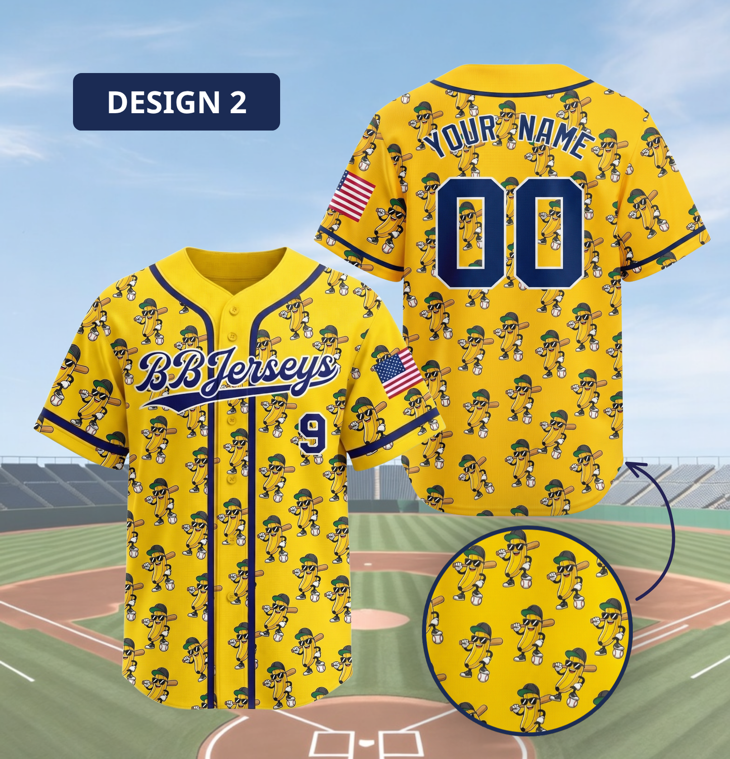 [New arrival] Personalized Banana Baseball Jersey - Custom Name/Number - Exclusive 3D Printed Funny Sports