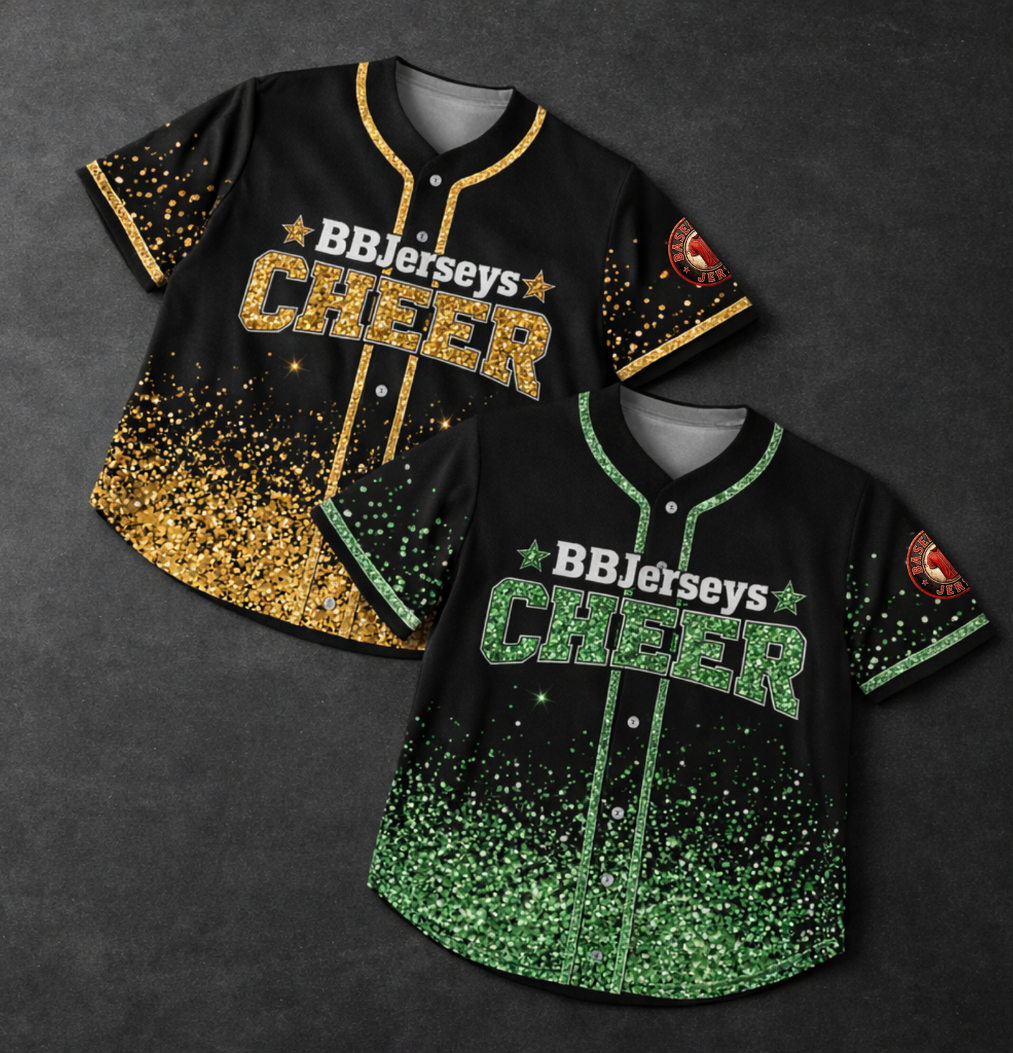 Custom 3D Printed Faux Glitter Baseball Jersey with Personalized Name & Number
