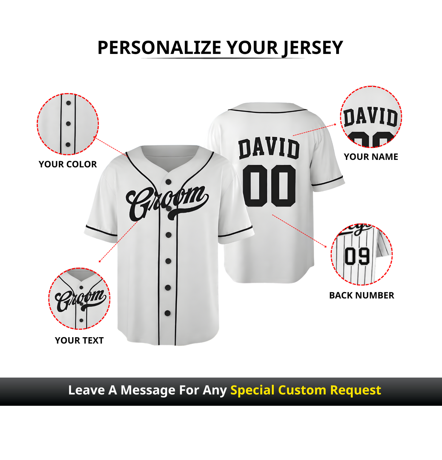 Custom Bachelor Party 3D Printed Baseball Jersey with Personalized Name & Number