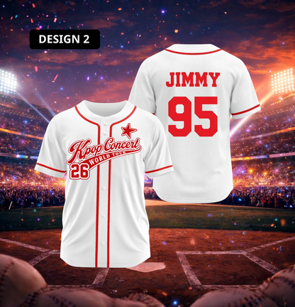 Custom K-POP Concert World Tour 2026 3D Printed Baseball Jersey with Personalized Name & Number