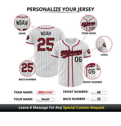 12 Custom Stripe Line 3D Printed Baseball Jersey with Personalized Name & Number