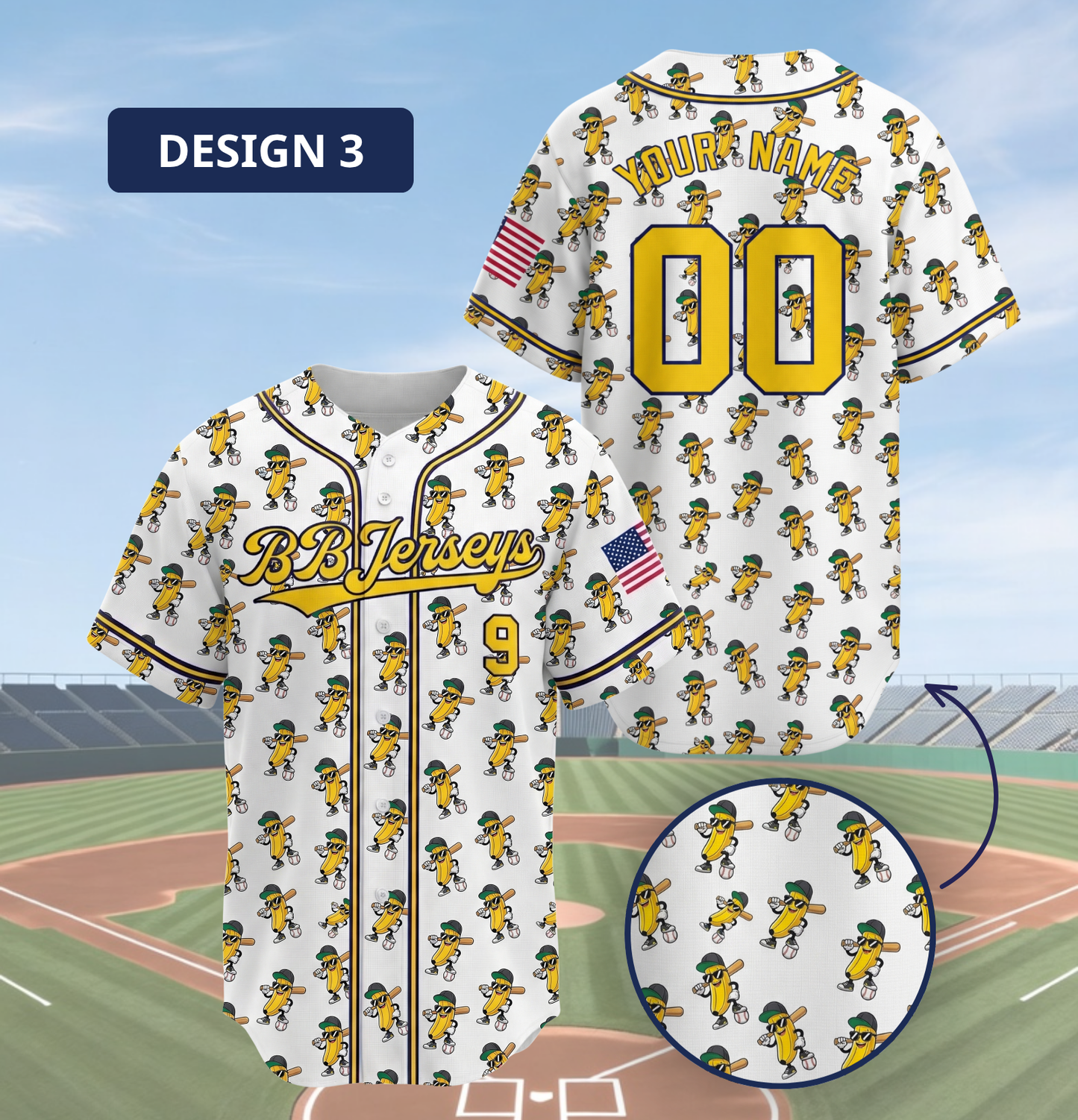 [New arrival] Personalized Banana Baseball Jersey - Custom Name/Number - Exclusive 3D Printed Funny Sports