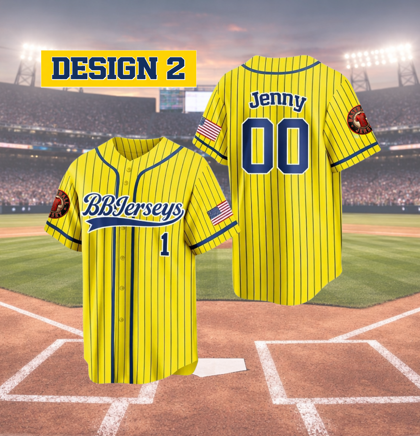 Custom Yellow 3D Printed Logo Baseball Jersey with Personalized Name & Number