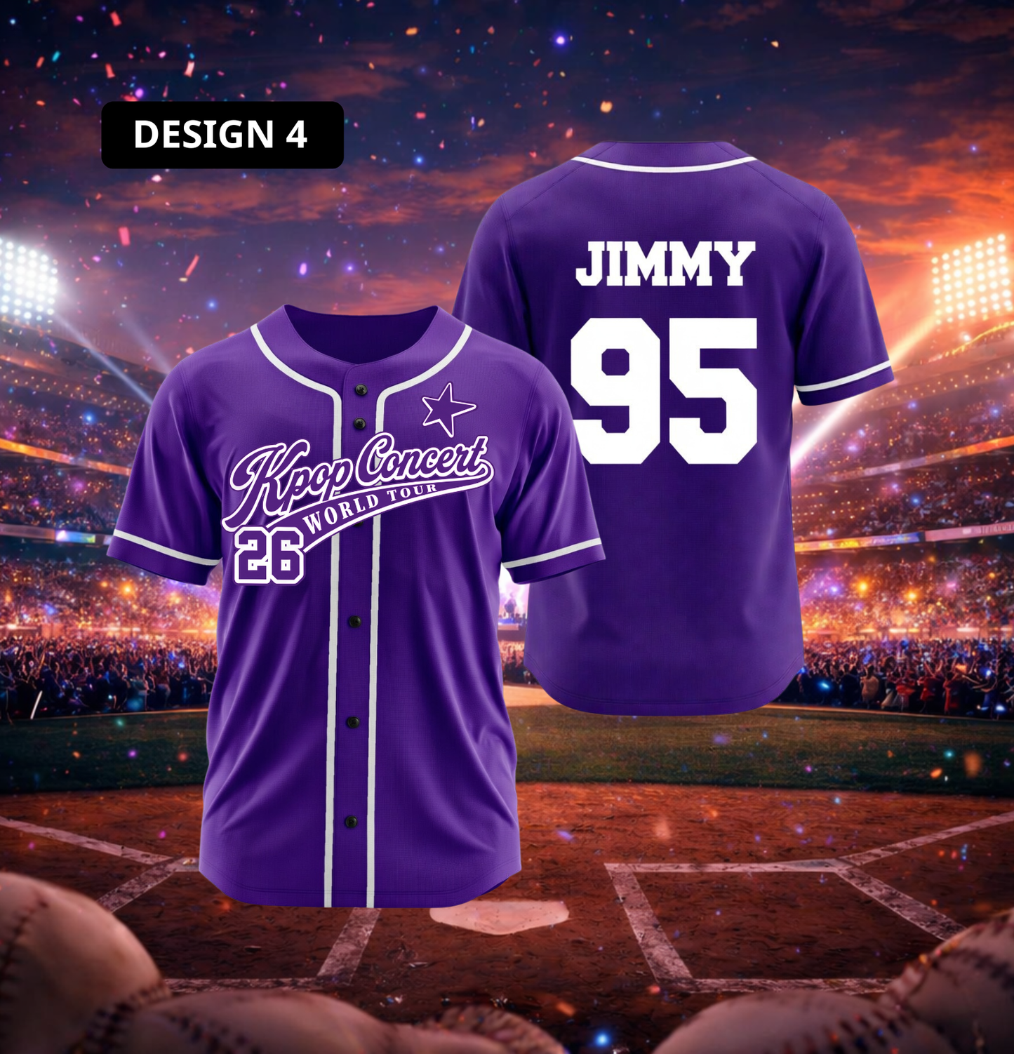 Custom K-POP Concert World Tour 2026 3D Printed Baseball Jersey with Personalized Name & Number