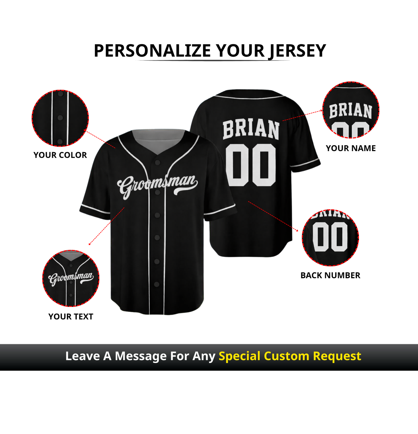 Custom Bachelor Party 3D Printed Baseball Jersey with Personalized Name & Number