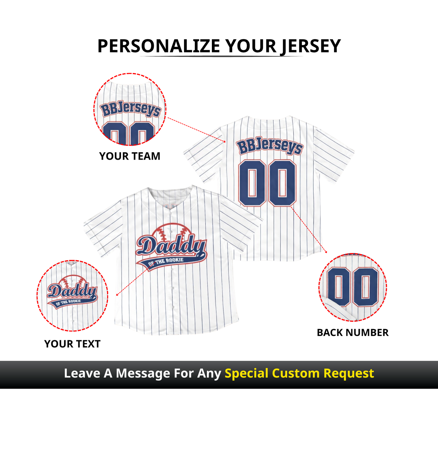 Custom Rookie Birthday 3D Printed Baseball Jersey with Personalized Name & Number