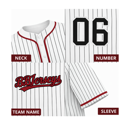 12 Custom Stripe Line 3D Printed Baseball Jersey with Personalized Name & Number