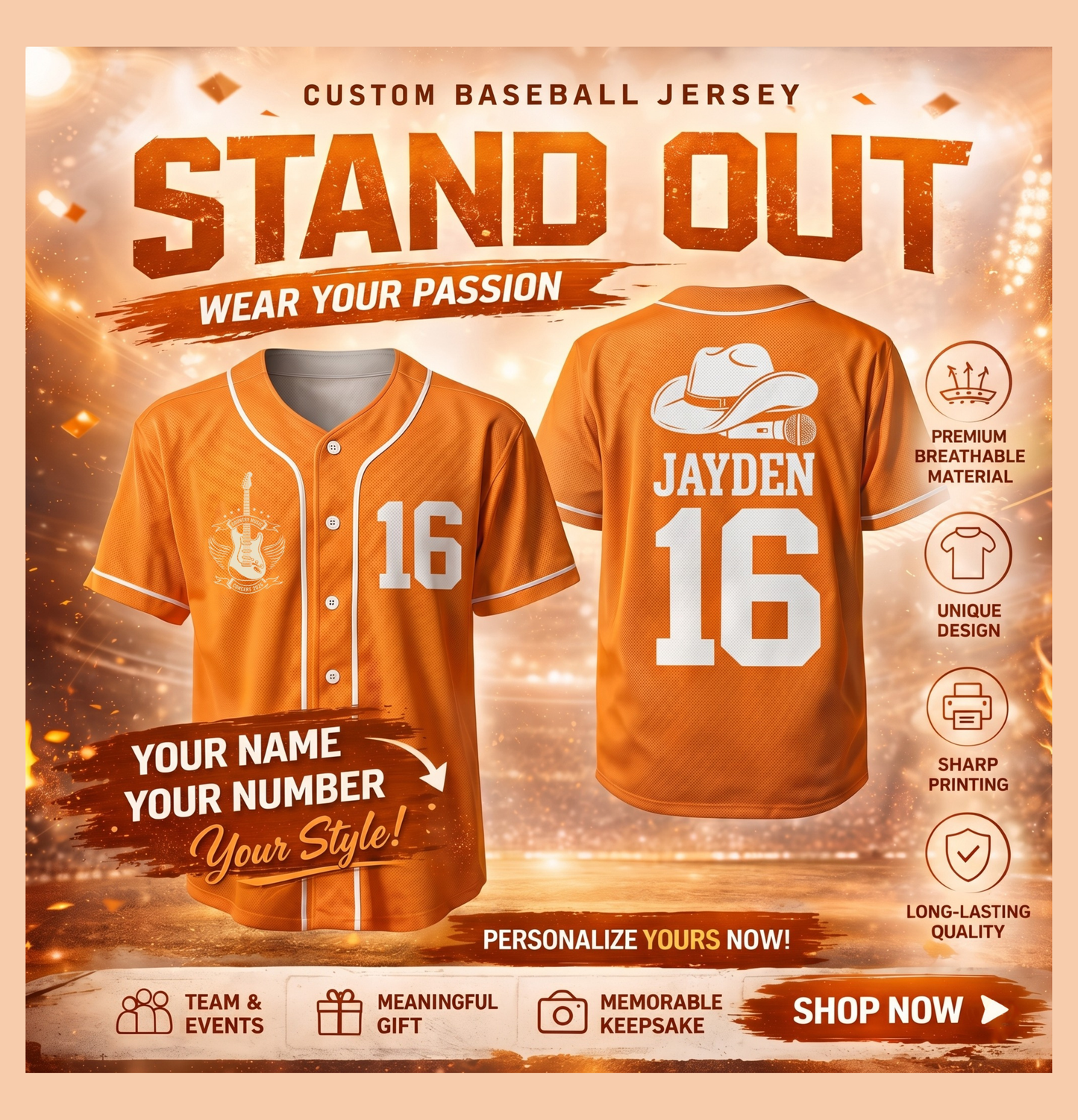 [Limited Edition] Personalized 2026 Country Music Tour Baseball Jersey - Original Fan Design - Custom Name & Number