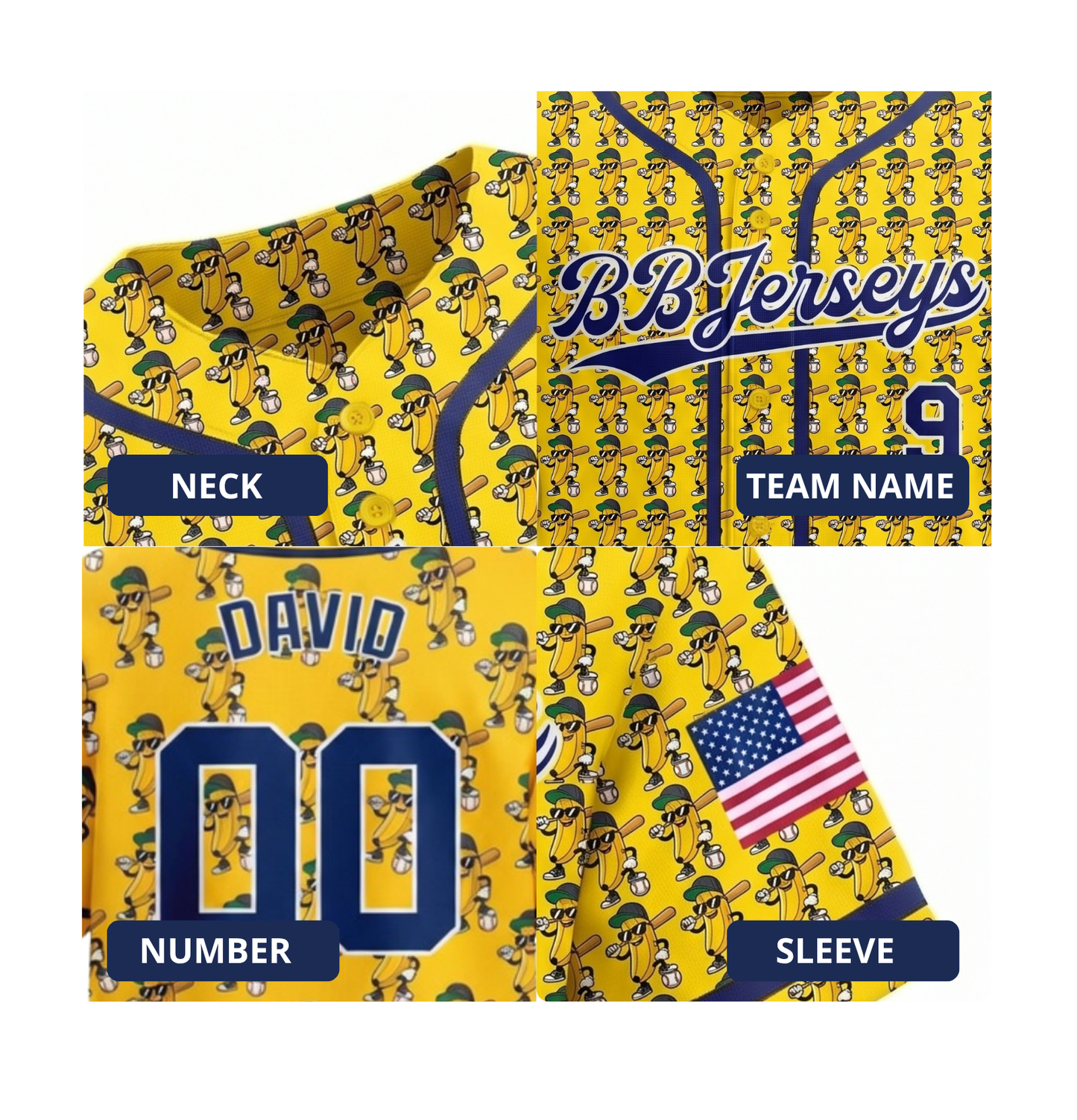 [New arrival] Personalized Banana Baseball Jersey - Custom Name/Number - Exclusive 3D Printed Funny Sports