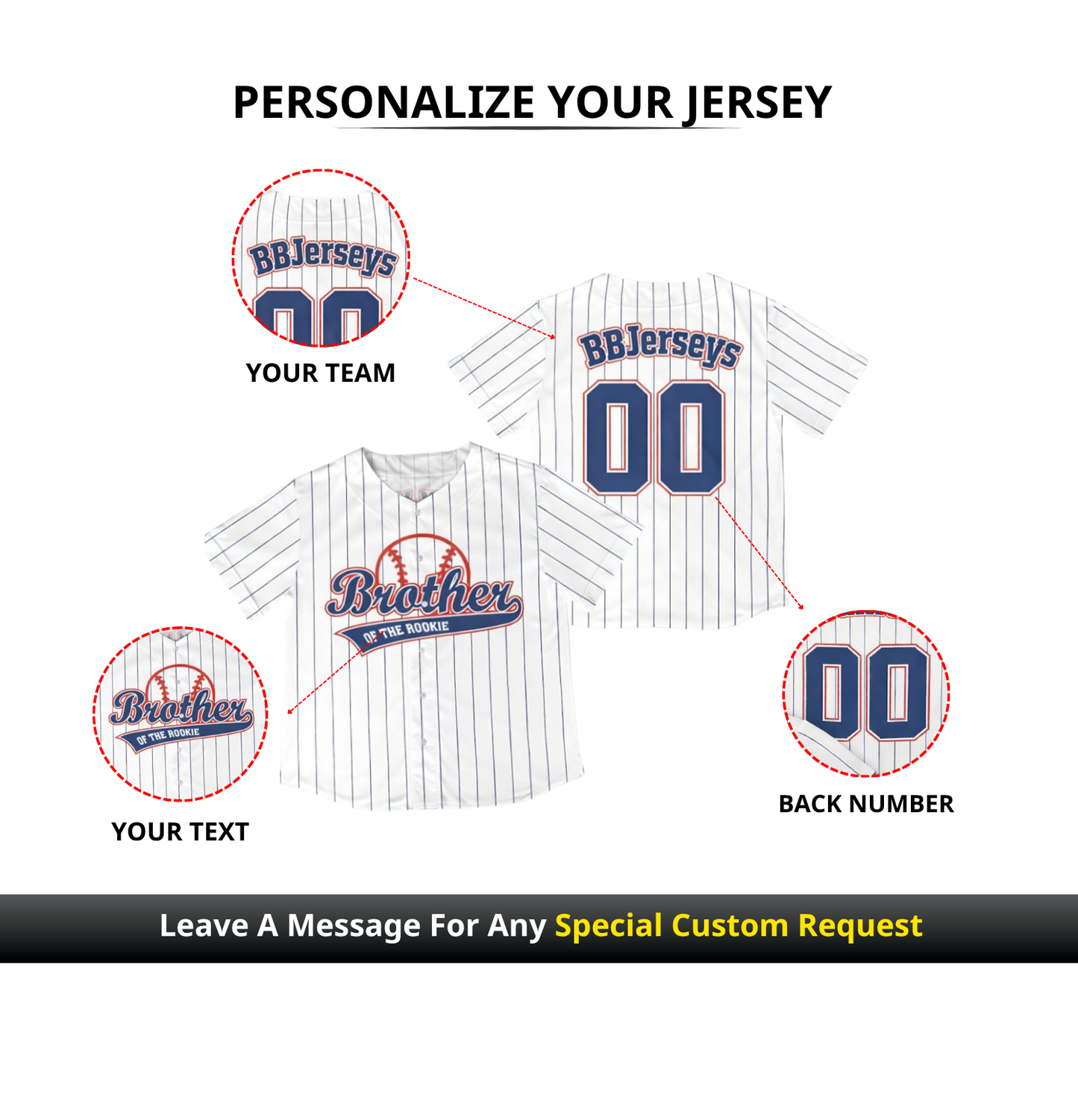 Custom Rookie Birthday 3D Printed Baseball Jersey with Personalized Name & Number
