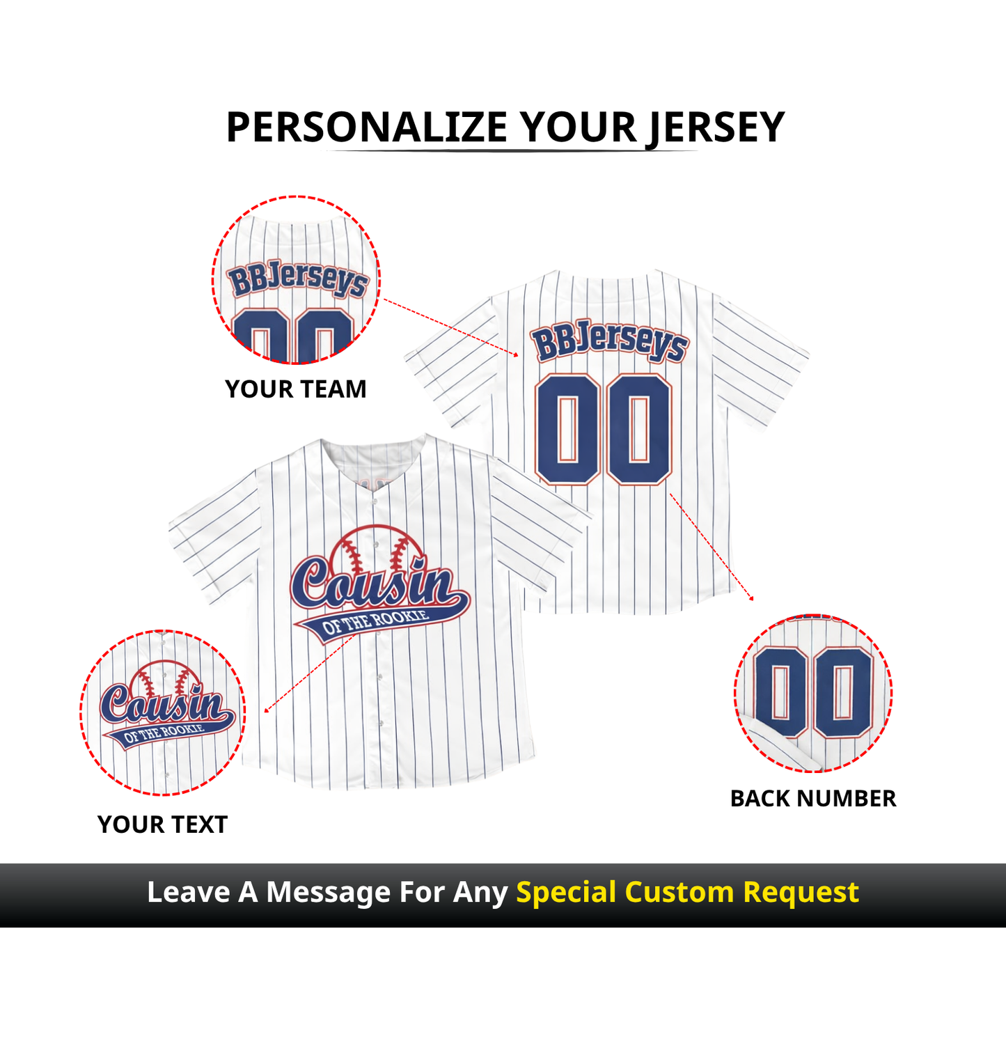 Custom Rookie Birthday 3D Printed Baseball Jersey with Personalized Name & Number