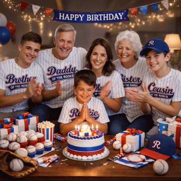 Custom Rookie Birthday 3D Printed Baseball Jersey with Personalized Name & Number