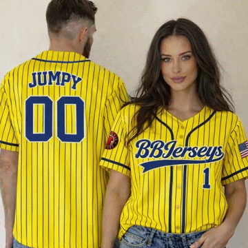 Custom Yellow 3D Printed Logo Baseball Jersey with Personalized Name & Number